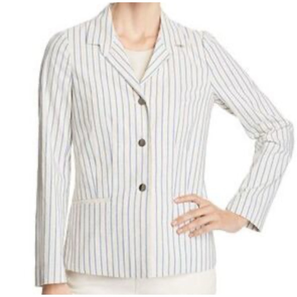 Lafayette 148 Linen Blend Striped Blazer 6 - Picture 8 of 10